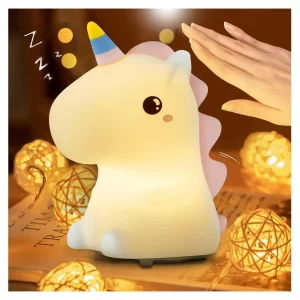 Rechargeable Baby Unicorn Silicone Night Lamp – Touch Sensor Control with 7-Color LED Light for Kids’ Bedroom Decor and Ideal Gift for Babies and Toddlers