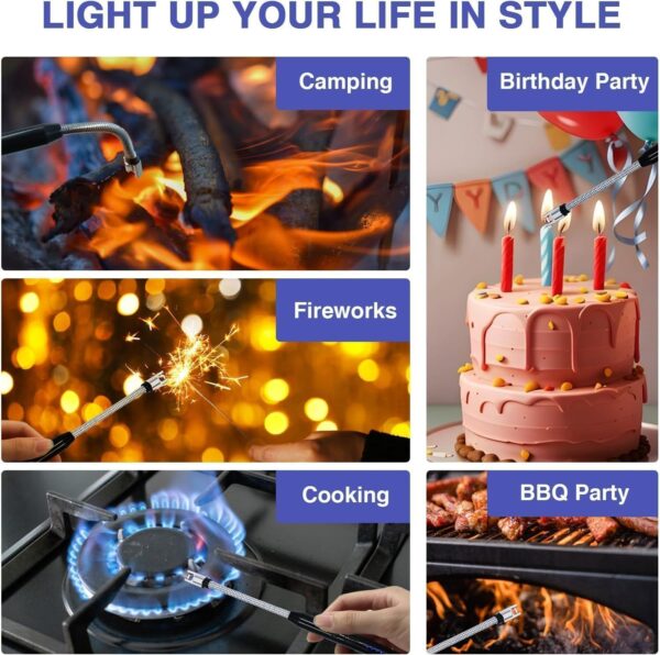 Gas Lighter for Kitchen Use | C-Type Rechargeable Electric Lighter Stove & Candle Lighter with USB Charging Port - Image 5