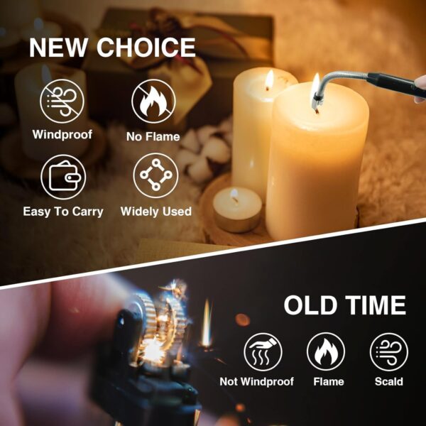 Gas Lighter for Kitchen Use | C-Type Rechargeable Electric Lighter Stove & Candle Lighter with USB Charging Port - Image 7